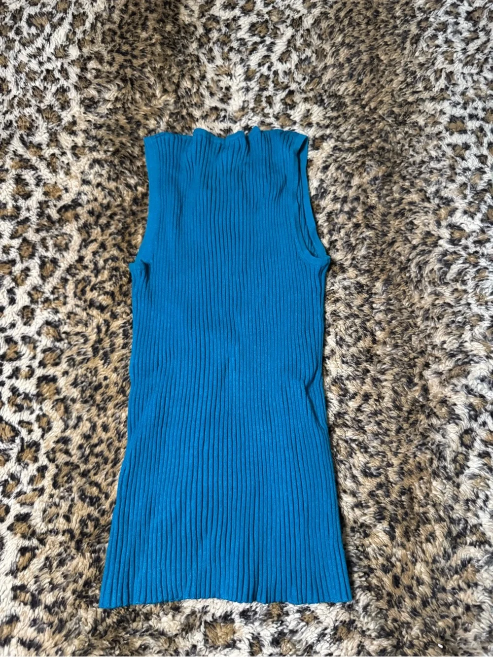 Kids Sleeveless Ribbed Dress with Decorative Neck - Teal